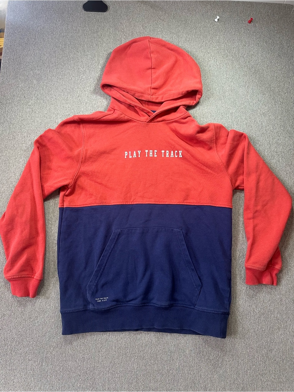 Zara Two-Tone Red and Navy Hoodie - Play The Track